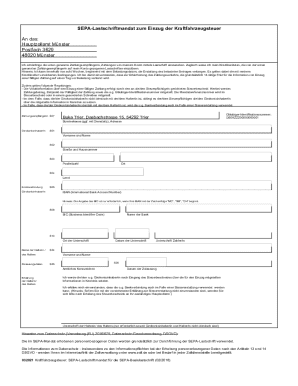 SEPA Lastschriftmandat for Vehicle Tax
