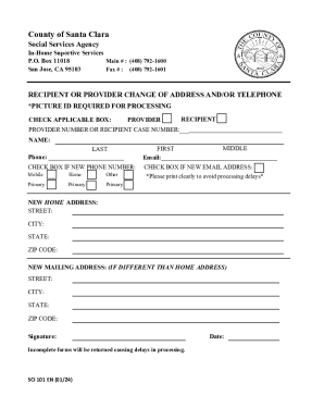 Recipient or Provider Change of Address Form