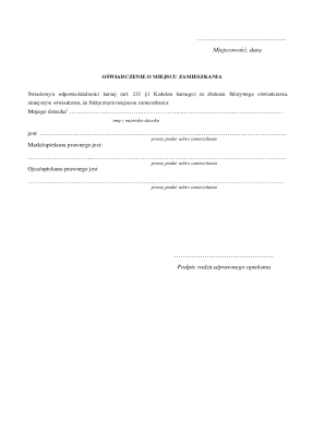Residence Declaration Form