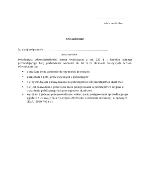 Affidavit of No Criminal Record