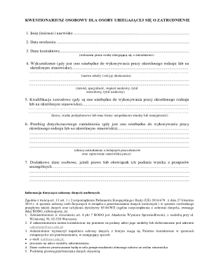 Polish Employment Application Form