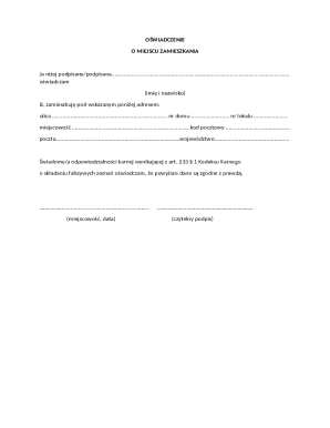 Residence Declaration Form