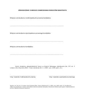 Parental Residence Declaration Form