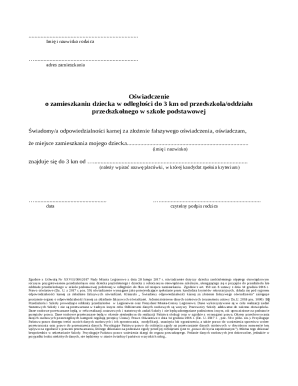 Poland Residency Declaration for Preschool