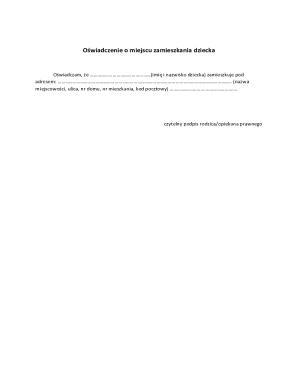 Declaration of Child's Residence