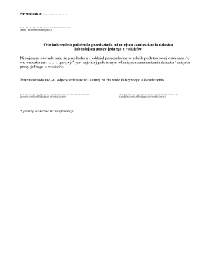 Declaration of Preschool Location