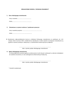 Parent Legal Guardian Statement