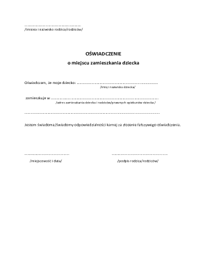 Parental Residence Declaration