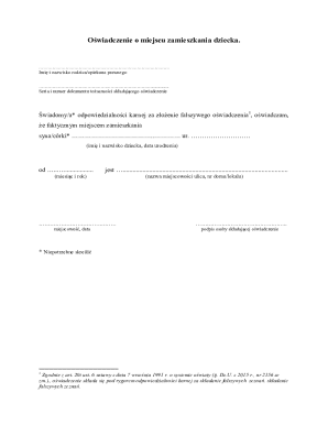 Child Residence Declaration