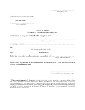 Child Residence Declaration Form