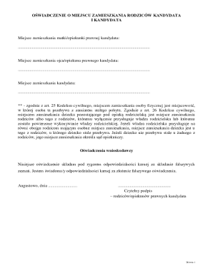 Parental Residence Declaration Form