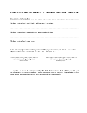 Parental Residence Declaration Form