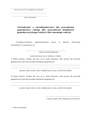 Parental Employment Declaration Form