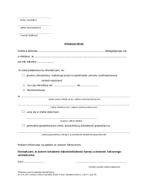 Parent Declaration for School Admission