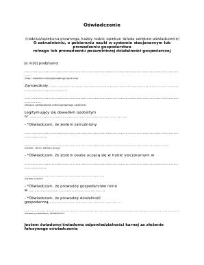 Parental Employment or Education Declaration