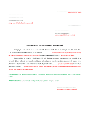 Polish Consumer Distance Contract Withdrawal Form