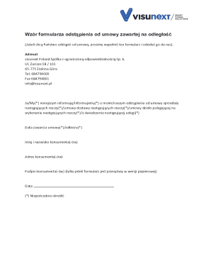 Poland Distance Contract Cancellation Form