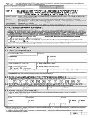 Polish NIP-1 Tax Identification Form