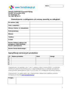 Poland Distance Sale Cancellation Form