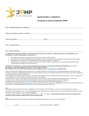 Parent Consent Form for Trampoline Park Visit