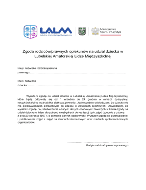 Parental Consent for Child Participation in School League