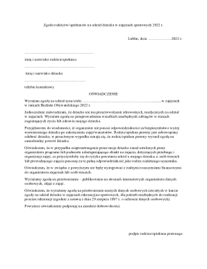 Parental Consent for Child's Sports Activities 2022