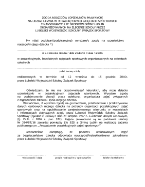 Parental Consent for Extracurricular Sports Activities