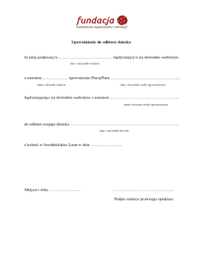 Child Pickup Authorization Form