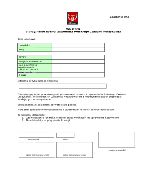Polish Basketball Player License Application