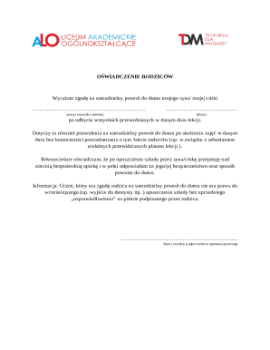 Parental Consent for Independent Return Home