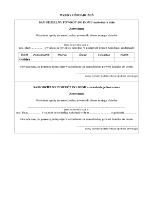 School Permission for Independent Return Home