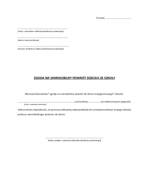 Child Independent Return Consent