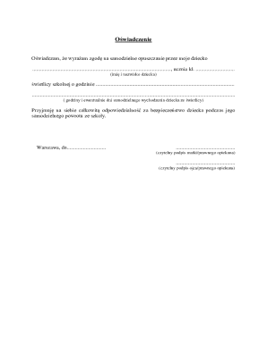 Child Independent Departure Consent Form