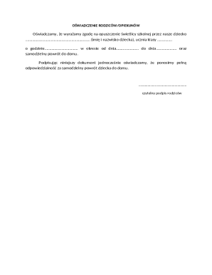 Parental Consent for Child's Independent Return Home