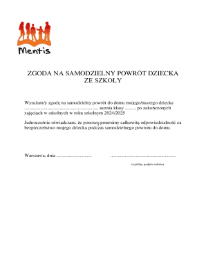 Child Independent Return Consent Form