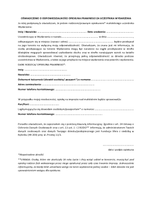 Legal Guardian Responsibility Declaration for Event Participation