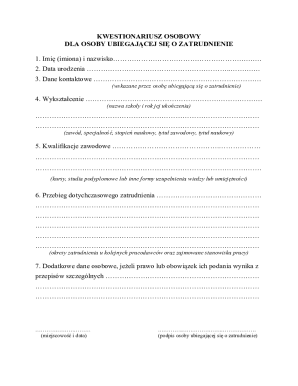Polish Employment Application Form