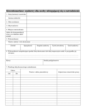 Employment Application Form