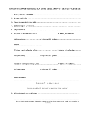 Polish Employment Application Form
