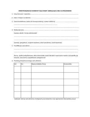 Employment Application Form