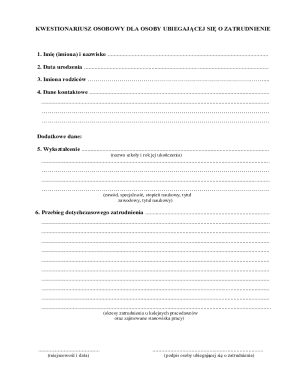 Polish Employment Application Form