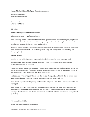 German Landlord's Immediate Termination Notice Template