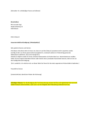 Swiss Residential Lease Termination Letter