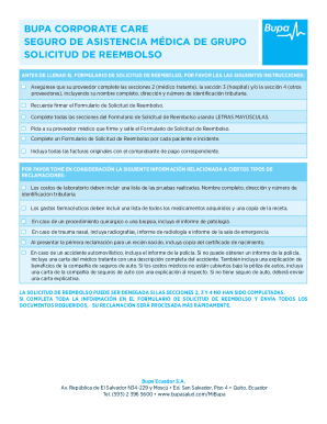 Bupa Ecuador Medical Reimbursement Form