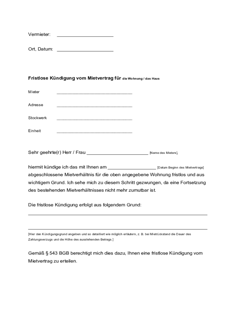 Schone Vorlage Fristlose Kundigung Mietvertrag Ebenbild