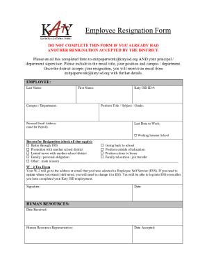 Employee Resignation Form