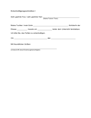 German School Absence Excuse Note