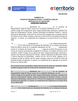 Colombia Social Security Payment Certification