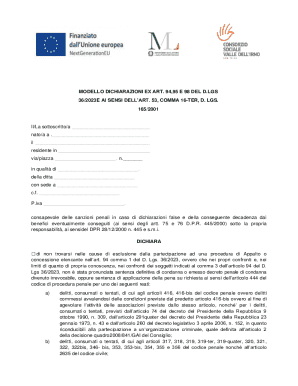 Italian Public Procurement Exclusion Declaration Form
