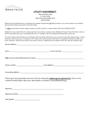 Utility Disconnect Form